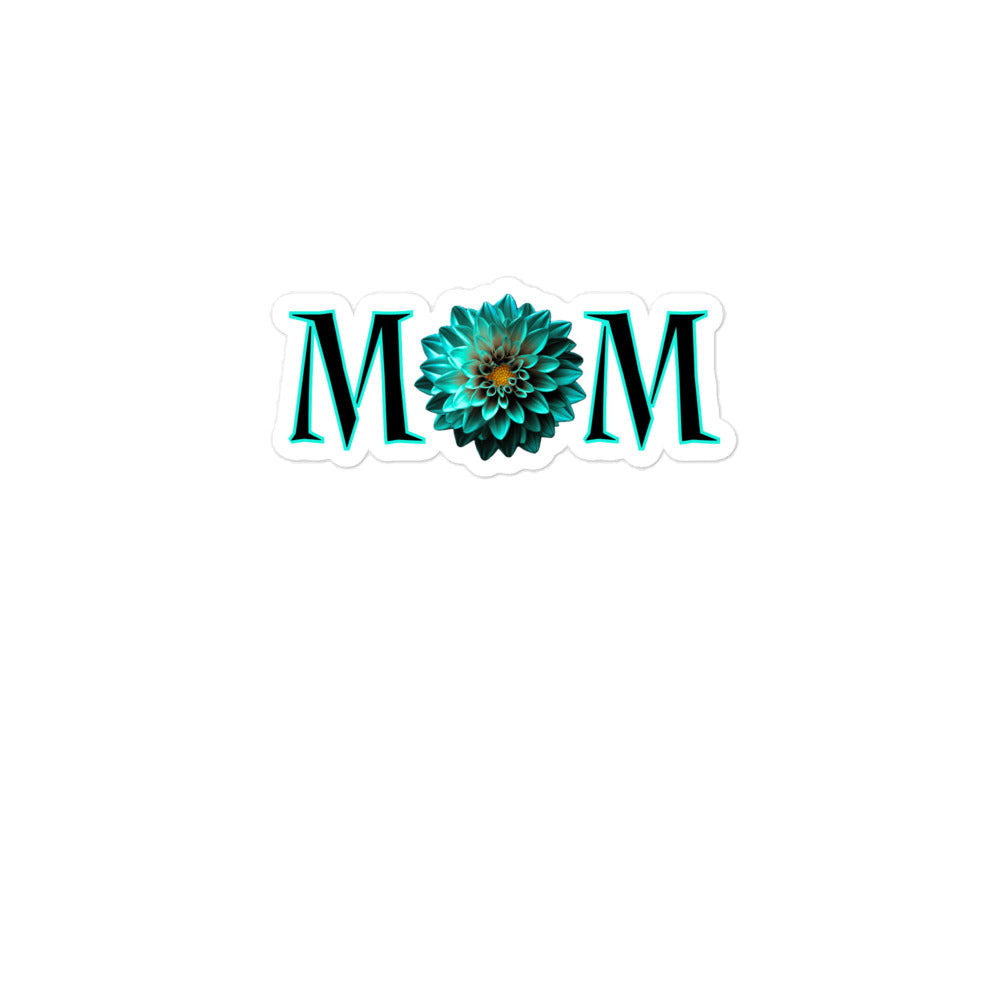 Floral MOM Teal Bubble-free sticker