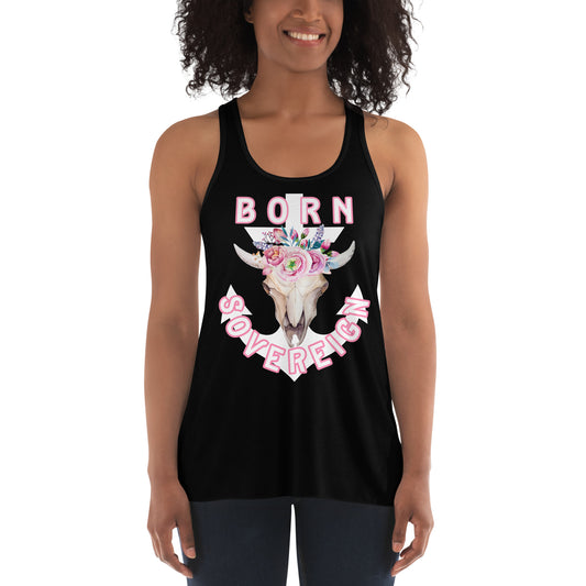 Floral Skull - Women's Flowy Racerback Tank