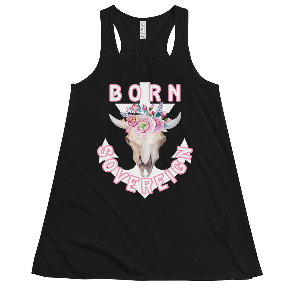 Floral Skull - Women's Flowy Racerback Tank